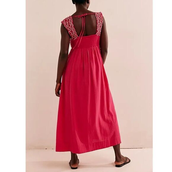 Free People Feel The Frill Midi Dress in Love Potion - Picture 2 of 8